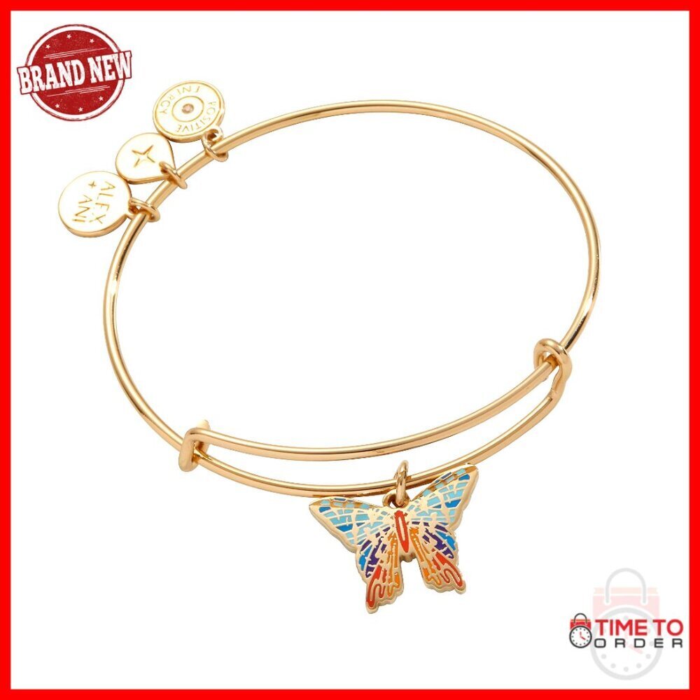 Adjustable Butterfly Bangle Bracelet, Nickel-Free Brass, 2-3.5 Inch Fit